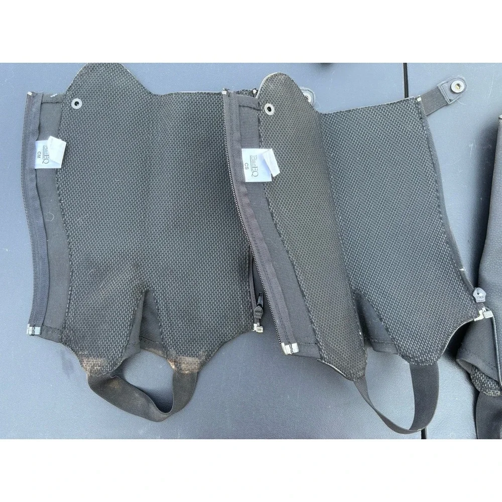 BasEQ Child Medium CM Black Synthetic Half‎ Chaps Lot of 2 Pairs Equestrian